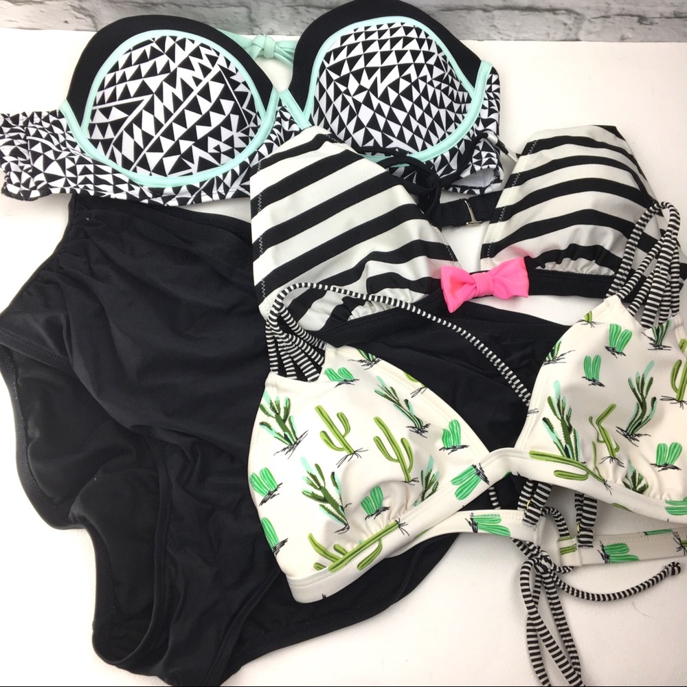 Xhilaration swim XL bikini hi waist with 3 tops